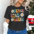 Peace Love Books Bookworm Librarian Reading Teacher Groovy Women's T-Shirt, Groovy Teacher Shirts, gift for family, gift for coworker Peace Love Books Bookworm Librarian Reading Teacher Groovy Women's T-Shirt, Groovy Teacher Shirts, gift for family, gift for coworker