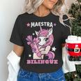 Pink Unicorn Spanish Teacher Regalos Para Bilingue Teacher Women's T-Shirt, gift for family, gift for coworker Pink Unicorn Spanish Teacher Regalos Para Bilingue Teacher Women's T-Shirt, gift for family, gift for coworker