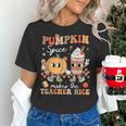 Pumpkin Spice Makes Teacher Nice Retro Fall Spooky Season Women's T-Shirt, gift for family, gift for coworker