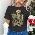Skeleton Book Floral Skull Halloween Teacher Costume Women's T-Shirt, gift for family, gift for coworker