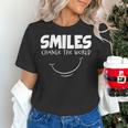 Smile Smiles Change The World Teacher T-Shirt Happy T-Shirt Women's T-Shirt, gift for family, gift for coworker