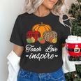 Teach Love Inspire Autumn Fall Plaid Leopard Pumpkin Teacher For Men Women Kids Women's T-Shirt, gift for family, gift for coworker