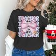 Teacher Bow Pencil Flowers Teacher Back To School Women's T-Shirt, gift for family, gift for coworker Teacher Bow Pencil Flowers Teacher Back To School Women's T-Shirt, gift for family, gift for coworker