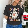 Teacher Halloween Trick Or Teach Floral Ghost Women's T-Shirt, gift for family, gift for coworker Teacher Halloween Trick Or Teach Floral Ghost Women's T-Shirt, gift for family, gift for coworker