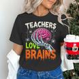 Teachers Love Brains Halloween 2025 Skeleton Costume Women's T-Shirt, gift for family, gift for coworker