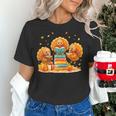 Turkey Read Books Reading Fall Thanksgiving Teacher Women's T-Shirt, gift for family, gift for coworker
