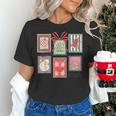 Vintage Preppy Very Merry Teacher Santa Stamps Christmas Women's T-Shirt, gift for family, gift for coworker Vintage Preppy Very Merry Teacher Santa Stamps Christmas Women's T-Shirt, gift for family, gift for coworker