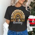 Wild About Reading Teacher Back To School Leopard Rainbow Women's T-Shirt, gift for family, gift for coworker