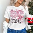 4th Fourth Grade Vibes Back To School Coquette Teacher Girl Women's T-Shirt, 4th Grade Teacher Shirts, gift for family, gift for coworker