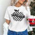 Back To School Checkered Apple Teacher Checkerboard Teacher For Men Women Girls Kids Women's T-Shirt, gift for family, gift for coworker