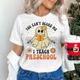 You Can't Scare Me I Teach Preschool Teacher Halloween Ghost Men Women Women's T-Shirt, gift for family, gift for coworker You Can't Scare Me I Teach Preschool Teacher Halloween Ghost Men Women Women's T-Shirt, gift for family, gift for coworker