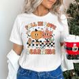 Fall In Love With Learning Teacher Retro Thanksgiving Women's T-Shirt, gift for family, gift for coworker