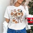 Ghost Reading Books Halloween Bow Spooky Teacher Student Women's T-Shirt, gift for family, gift for coworker