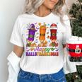 Happy Hallothanksmas Halloween Thanksgiving Pencils Teachers Women's T-Shirt, gift for family, gift for coworker