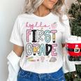 Hello First Grade Teacher Coquette Pencil Bow Back To School Women's T-Shirt, First Grade Teacher Shirts, gift for family, gift for coworker Hello First Grade Teacher Coquette Pencil Bow Back To School Women's T-Shirt, First Grade Teacher Shirts, gift for family, gift for coworker