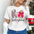 K Is For Kindergarten Teacher Coquette Bow Back To School Women's T-Shirt, gift for family, gift for coworker