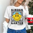 Kindergarten Teacher Hippie Smile Face Back School Women's T-Shirt, gift for family, gift for coworker Kindergarten Teacher Hippie Smile Face Back School Women's T-Shirt, gift for family, gift for coworker