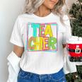 Neon Retro Teacher Cute Teacher Team New Teacher Back To Sch Women's T-Shirt, gift for family, gift for coworker