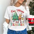 One Merry Teacher Groovy Christmas Tree Pjs Xmas Teacher Women's T-Shirt, Groovy Teacher Shirts, gift for family, gift for coworker
