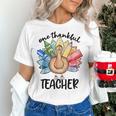 One Thankful Teacher Turkey Pencil Thanksgiving Teachers Women's T-Shirt, gift for family, gift for coworker