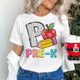 P Is For Pre-K Teacher Pencil Apple Back To School Women's T-Shirt, gift for family, gift for coworker P Is For Pre-K Teacher Pencil Apple Back To School Women's T-Shirt, gift for family, gift for coworker