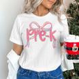 Preppy Pre k Back To School Pre-k Teachers Girls Cute Bow Women's T-Shirt, gift for family, gift for coworker Preppy Pre k Back To School Pre-k Teachers Girls Cute Bow Women's T-Shirt, gift for family, gift for coworker