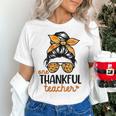 Thanksgiving Shirt Teacher Women Messy Bun Thankful Teacher Women's T-Shirt, gift for family, gift for coworker Thanksgiving Shirt Teacher Women Messy Bun Thankful Teacher Women's T-Shirt, gift for family, gift for coworker