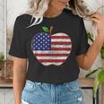American Flag Teachers Students Apple 4th Of July Vintage Women's T-Shirt, funny gift American Flag Teachers Students Apple 4th Of July Vintage Women's T-Shirt, funny gift