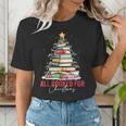 All Booked For Christmas Xmas Tree Teacher Holiday Pajamas Women's T-Shirt, funny gift