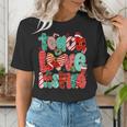 Christmas Coquette Bow Teacher Teach Love Inspire Women's T-Shirt, funny gift