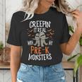 Creepin It Real Pre-K Monsters Halloween Preschool Teacher Women's T-Shirt, funny gift Creepin It Real Pre-K Monsters Halloween Preschool Teacher Women's T-Shirt, funny gift