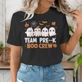 Cute Ghosts Pre-K Boo Crew Teachers Halloween Party Team For Men Women Kids Women's T-Shirt, funny gift