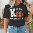 Fall Kindergarten Teacher K Is For Buffalo Plaid Pumpkin Women's T-Shirt, funny gift Fall Kindergarten Teacher K Is For Buffalo Plaid Pumpkin Women's T-Shirt, funny gift