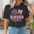 First Day Of School Teacher Girl Coquette Hello Kindergarten Women's T-Shirt, funny gift First Day Of School Teacher Girl Coquette Hello Kindergarten Women's T-Shirt, funny gift