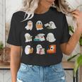 Ghost Reading Teacher Halloween Librarian Book Lover School Women's T-Shirt, funny gift