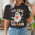 Groovy Halloween Trick Or Teach Retro Floral Ghost Teacher Women's T-Shirt, Groovy Teacher Shirts, funny gift Groovy Halloween Trick Or Teach Retro Floral Ghost Teacher Women's T-Shirt, Groovy Teacher Shirts, funny gift
