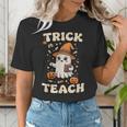 Halloween Teacher Shirts Women School Trick Or Teach Groovy Women's T-Shirt, Groovy Teacher Shirts, funny gift