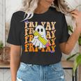 Happy Fri-Yay Friday Lovers Groovy Teacher Life Halloween Women's T-Shirt, Groovy Teacher Shirts, funny gift