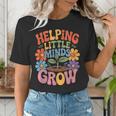 Helping Little Minds Grow Teacher First Day Back To School Women's T-Shirt, funny gift