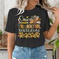 One Thankful Substitute Teacher Turkey Leopard Thanksgiving For Men Women Women's T-Shirt, funny gift