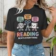 Reading Beats Everything Teacher Rock Paper Scissors Women's T-Shirt, funny gift
