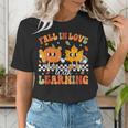 Retro Pumpkin Fall In Love With Learning Autumn Teacher Women's T-Shirt, funny gift Retro Pumpkin Fall In Love With Learning Autumn Teacher Women's T-Shirt, funny gift