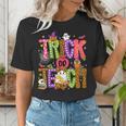 Retro Trick Or Teach Leopard Ghost Halloween Spooky Teacher Women's T-Shirt, funny gift Retro Trick Or Teach Leopard Ghost Halloween Spooky Teacher Women's T-Shirt, funny gift