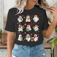 Santa Ghost Reading Books Christmas Library Teacher Women's T-Shirt, funny gift