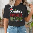 Santa's Favorite Pre-K Teacher Christmas Santa Hat Lights For Men Women Kids Women's T-Shirt, funny gift