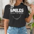 Smile Smiles Change The World Teacher T-Shirt Happy T-Shirt Women's T-Shirt, funny gift