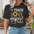 TEACH LOVE INSPIRE Teacher Sunflower Appreciation Women's T-Shirt, funny gift