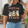 Teacher Halloween Trick Or Teach Cute Ghost Coffee Pumpkins Women's T-Shirt, funny gift Teacher Halloween Trick Or Teach Cute Ghost Coffee Pumpkins Women's T-Shirt, funny gift