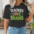 Teachers Love Brains Halloween Teacher Zombie Women's T-Shirt, funny gift Teachers Love Brains Halloween Teacher Zombie Women's T-Shirt, funny gift