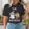 TK Boo Crew Retro Groovy Halloween Floral Ghost TK Teacher Men Women Kids Women's T-Shirt, Groovy Teacher Shirts, funny gift